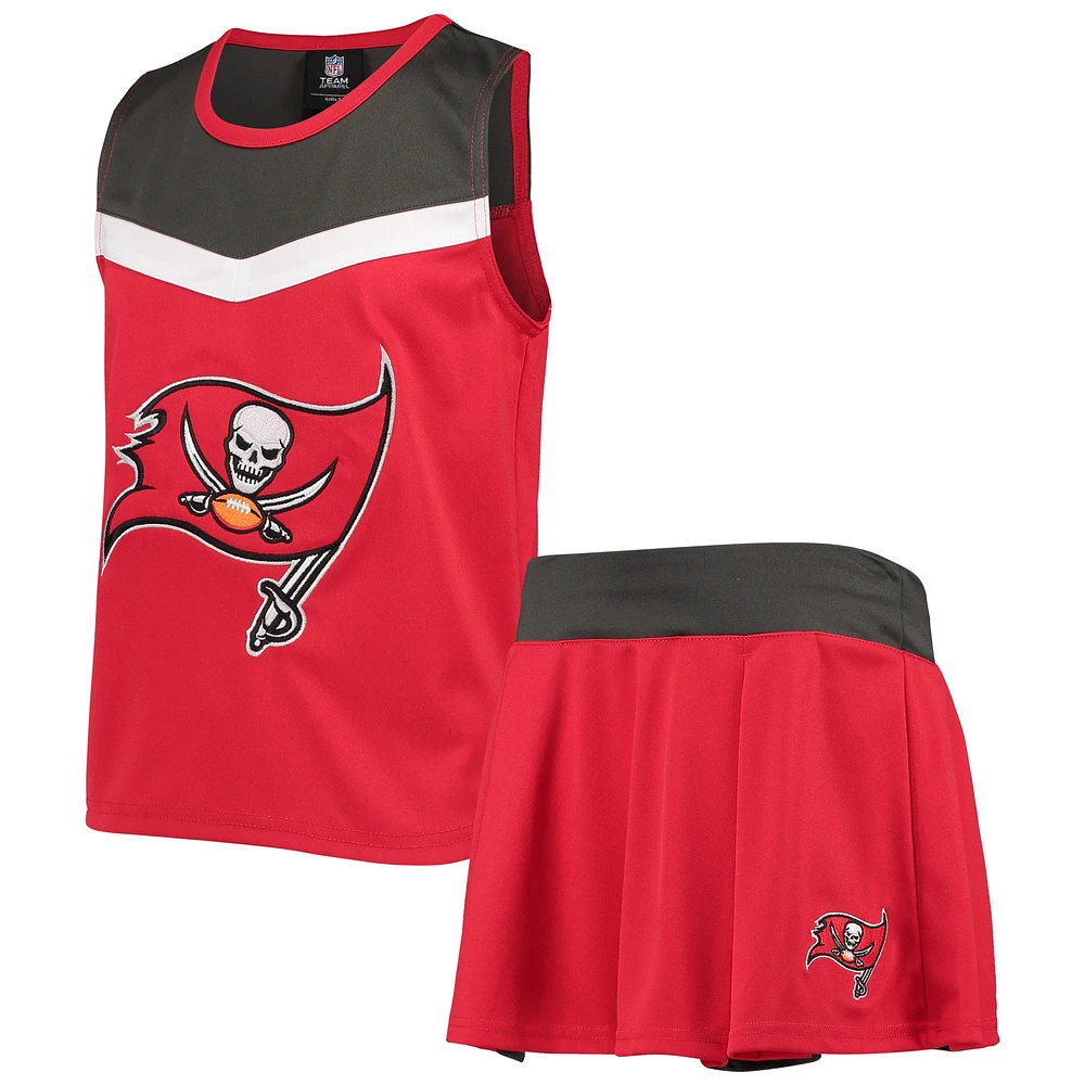 Youth Red/Pewter Tampa Bay Buccaneers Spirit Cheer Two-Piece Cheerleader Set