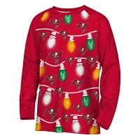 Youth Tampa Bay Buccaneers Two-Piece Garland Holiday Long Sleeve Pajama Set