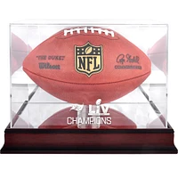 Vitrine de présentation du logo de football en acajou des champions du Super Bowl LV des Buccaneers de Tampa Bay