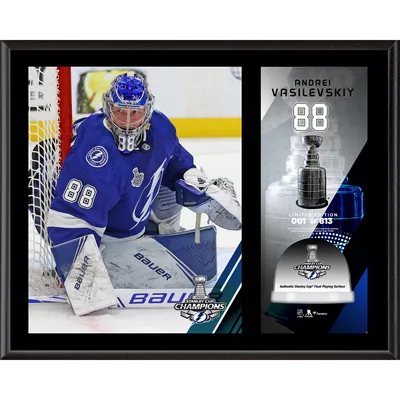 Andrei Vasilevskiy Tampa Bay Lightning Fanatics Authentic Unsigned Blue  Jersey in Net Photograph