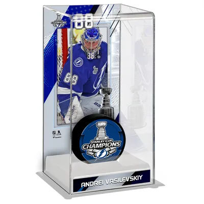 Andrei Vasilevskiy Tampa Bay Lightning Unsigned Blue Jersey in Net  Photograph 