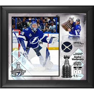 Andrei Vasilevskiy Tampa Bay Lightning Fanatics Authentic Unsigned Blue Jersey in Net Photograph