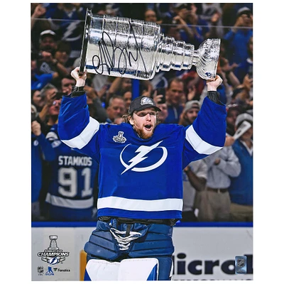 Andrei Vasilevskiy Tampa Bay Lightning Autographed 2021 Stanley Cup Champions 16" x 20" Raising Cup Photograph