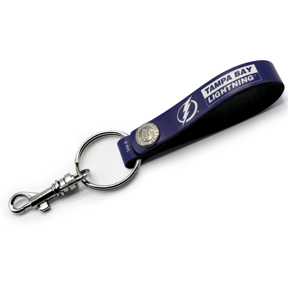 Porte-clés à boucle en cuir personnalisé Tampa Bay Lightning bleu