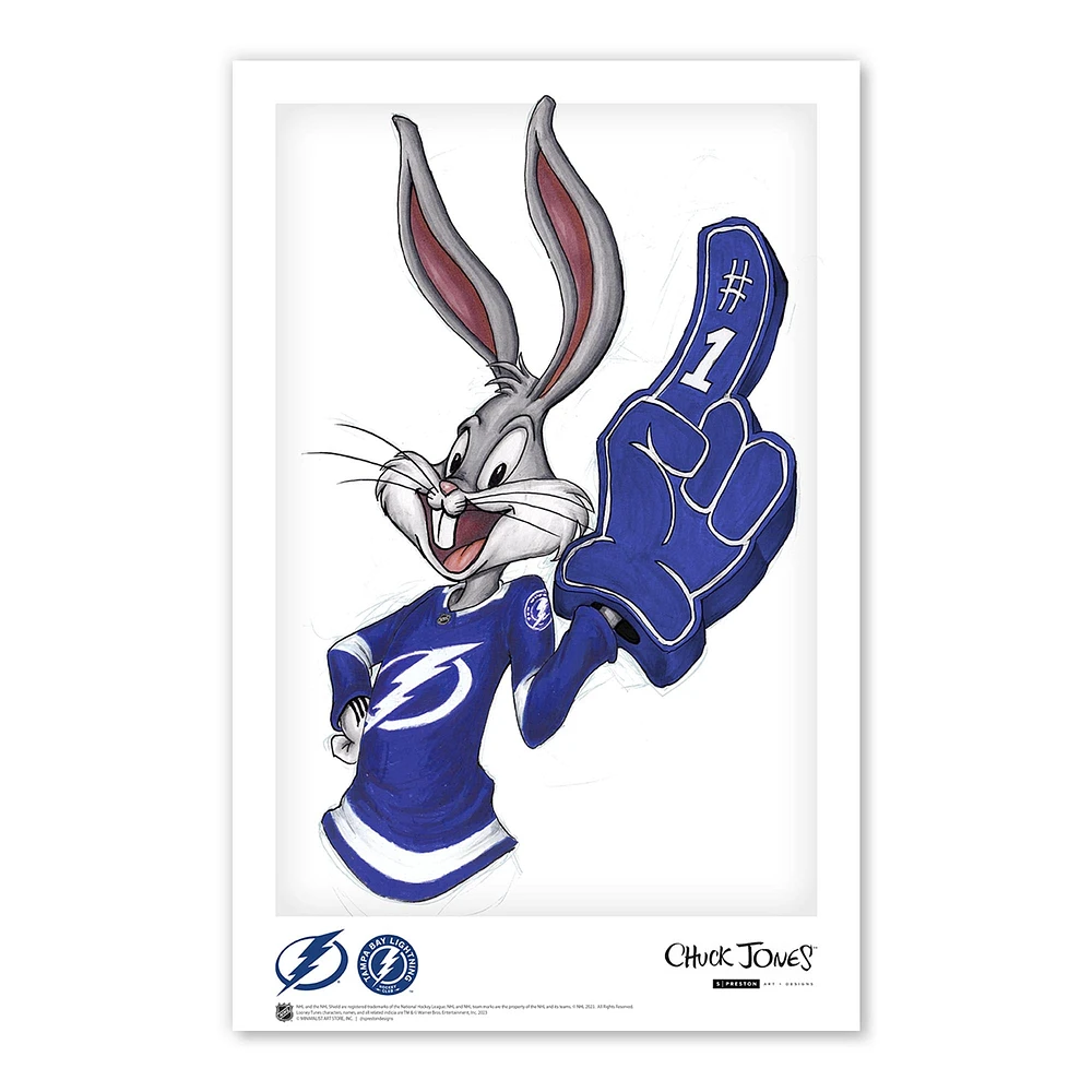 Bugs Bunny Tampa Bay Lightning Looney Tunes 11"x 17" affiche imprimée