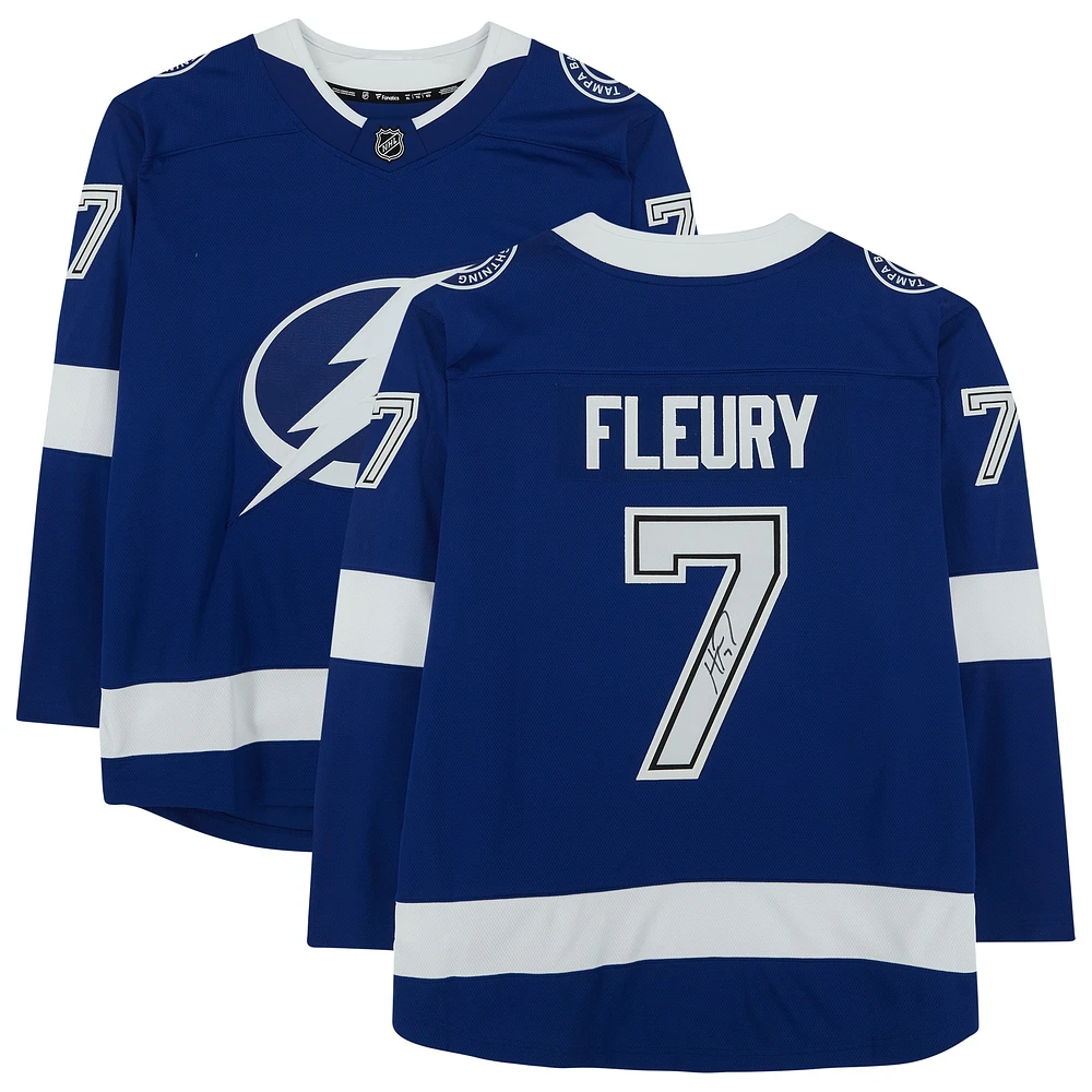 Maillot Breakaway bleu autographié par Haydn Fleury du Lightning de Tampa Bay