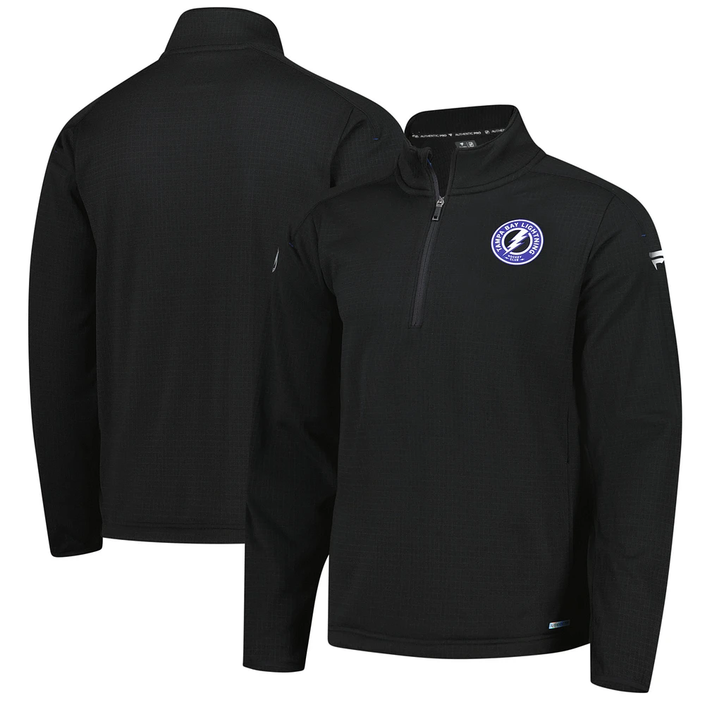 Men's Fanatics  Black Tampa Bay Lightning Authentic Pro Fleece Quarter-Zip Jacket