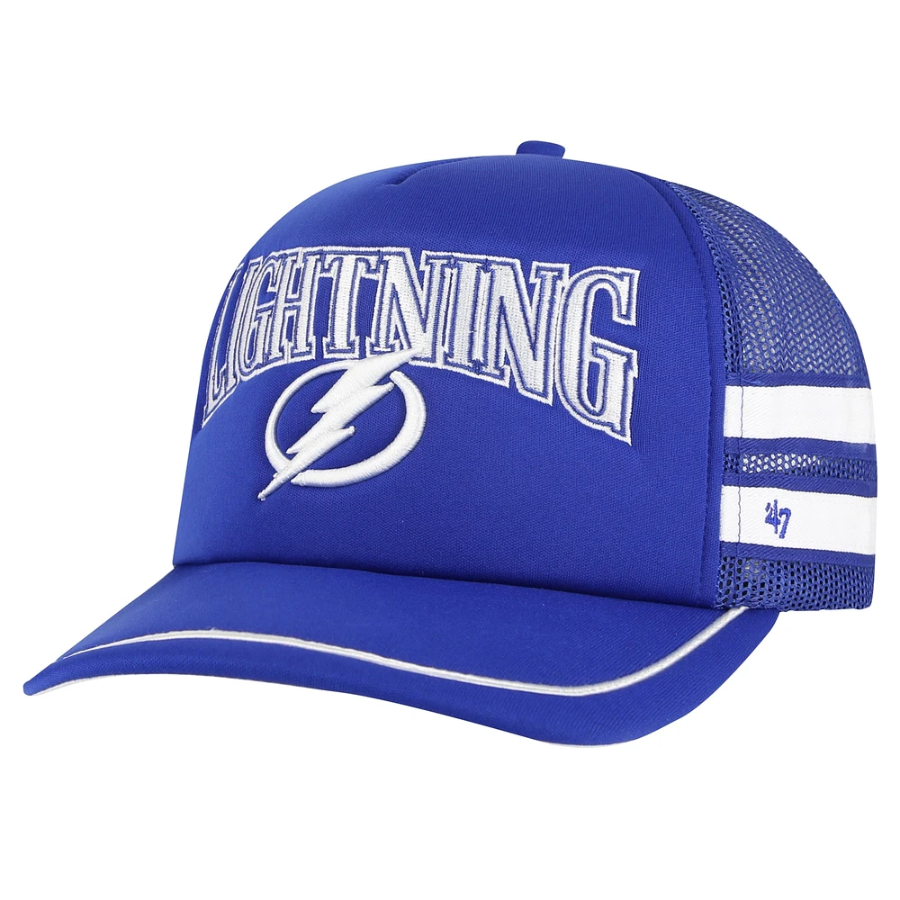 Men's '47 Blue Tampa Bay Lightning Sideband Stripes Trucker Snapback Hat