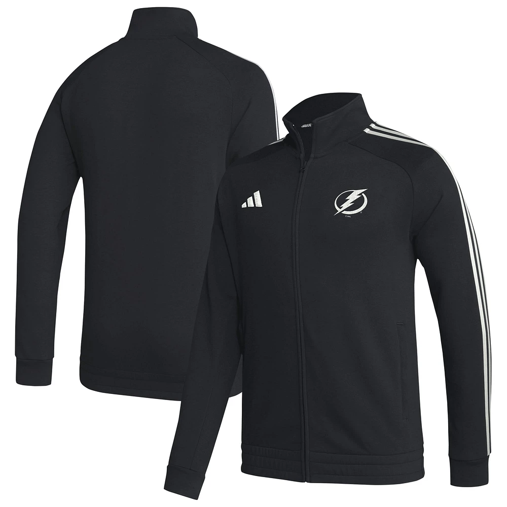 Veste de survêtement entièrement zippée adidas Tampa Bay Lightning Raglan pour hommes, noire