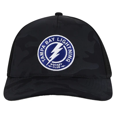 Casquette ajustable ventilée Super Tech à motif camouflage Valin de Tampa Bay Lightning noire American Needle pour homme