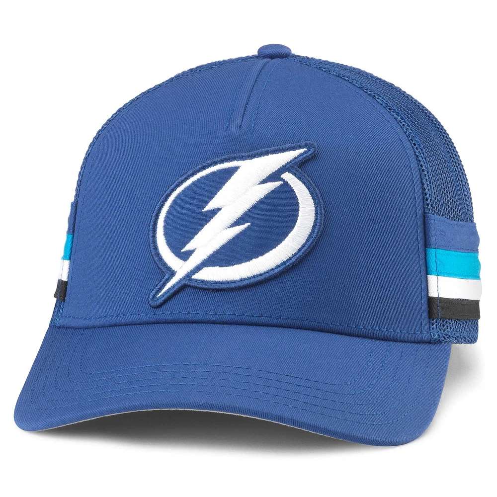 Casquette réglable de camionneur American Needle pour hommes, bleu Tampa Bay Lightning HotFoot Stripes