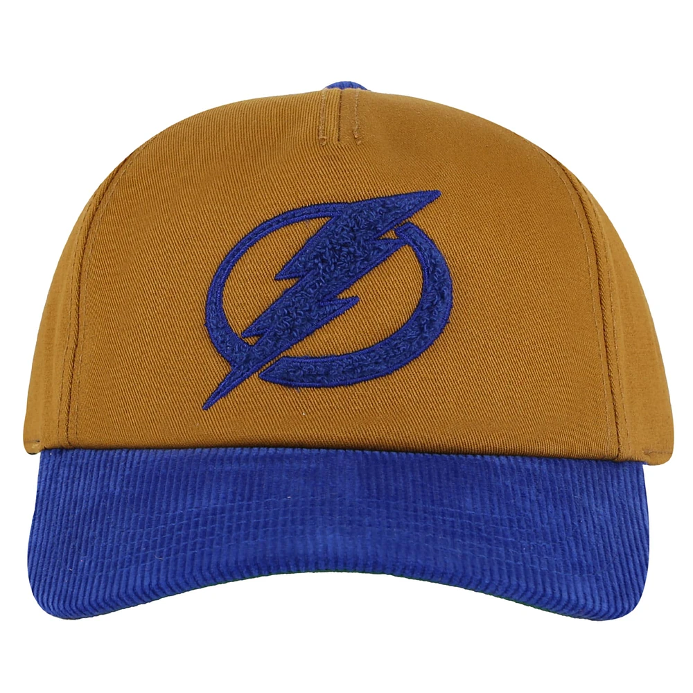 Casquette ajustable Burnett pour homme American Needle Tan/Blue Tampa Bay Lightning