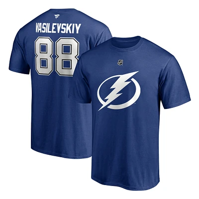 T-shirt bleu authentique pour homme Andrei Vasilevskiy avec nom et numéro Tampa Bay Lightning