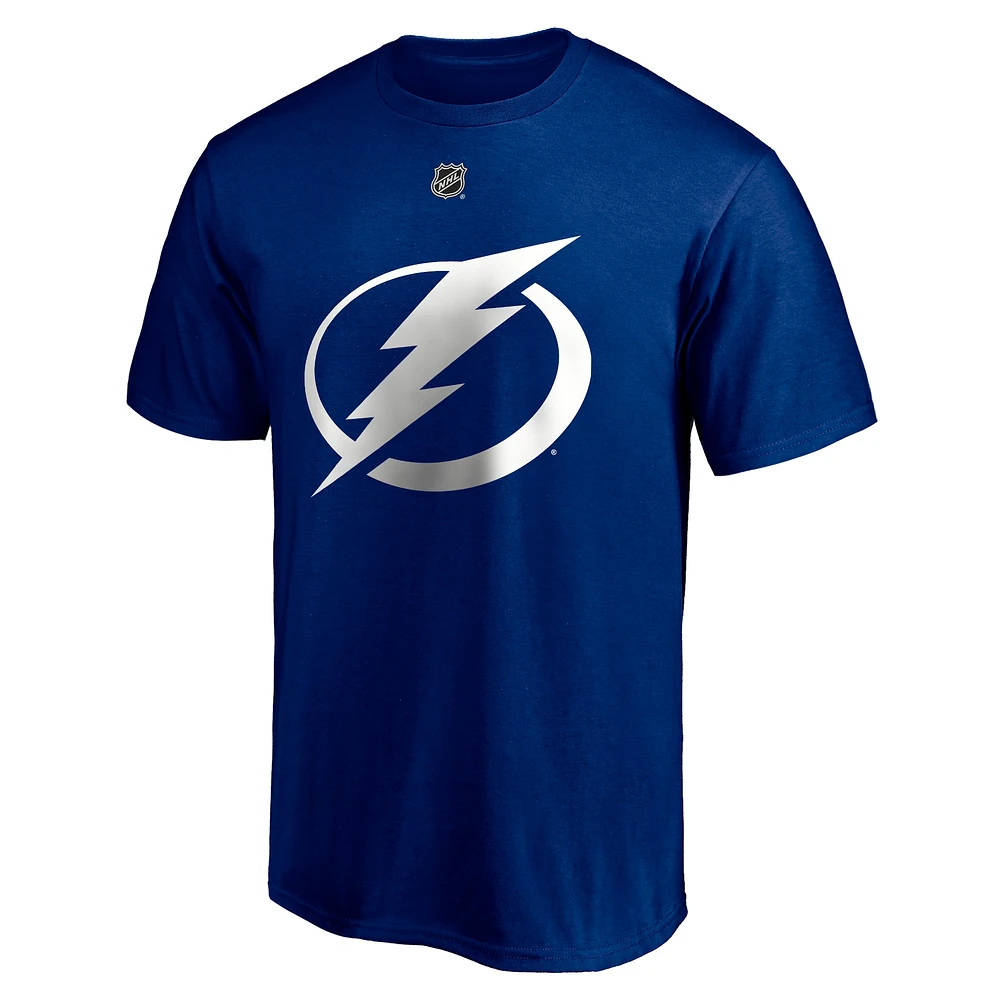 T-shirt bleu authentique pour homme Brayden Point Tampa Bay Lightning avec nom et numéro Stack