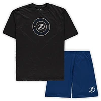 Ensemble de pyjama t-shirt et short pour hommes Concepts Sport bleu/anthracite chiné Tampa Bay Lightning Tailles Big & Tall