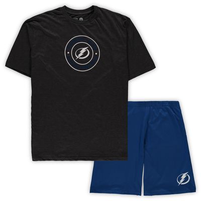 Men's Concepts Sport Blue/Heathered Charcoal Tampa Bay Lightning Big & Tall T-Shirt Shorts Sleep Set