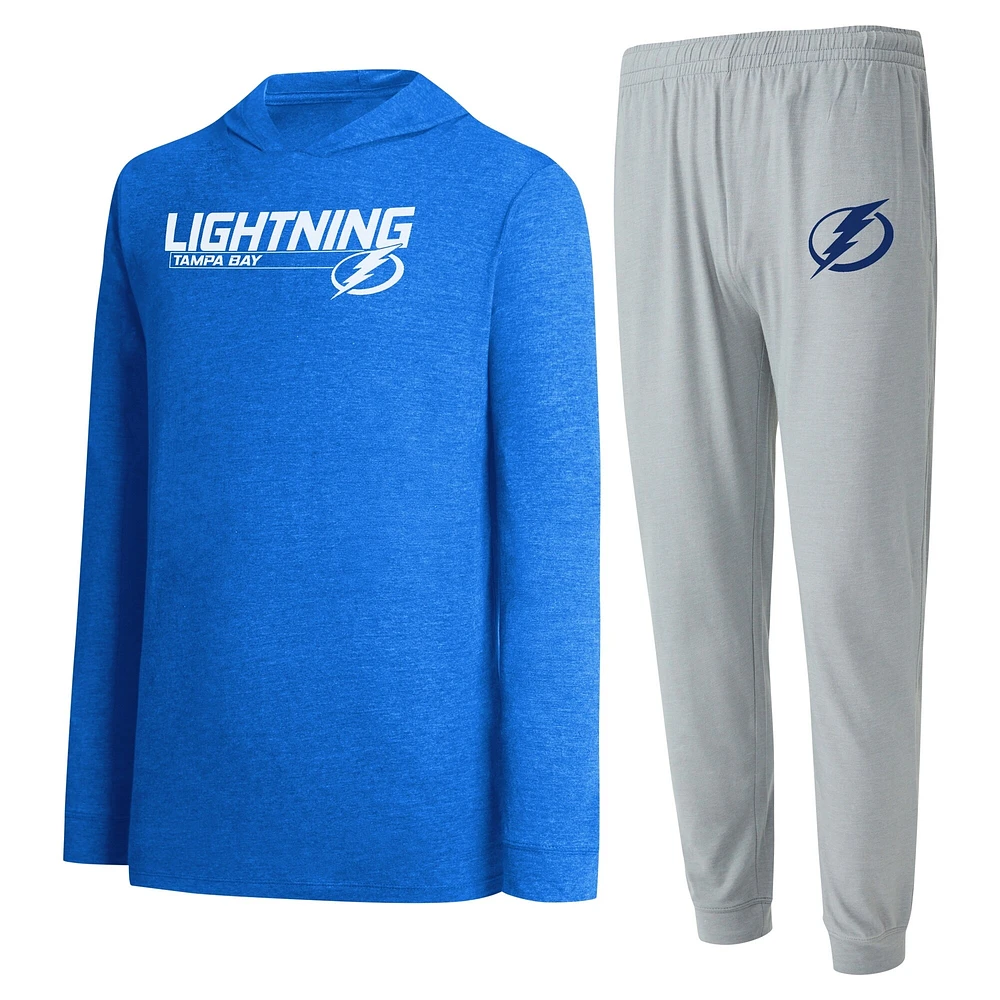 Concepts Sport pour hommes - Ensemble sweat à capuche et pantalon de jogging Tampa Bay Lightning Meter gris/bleu