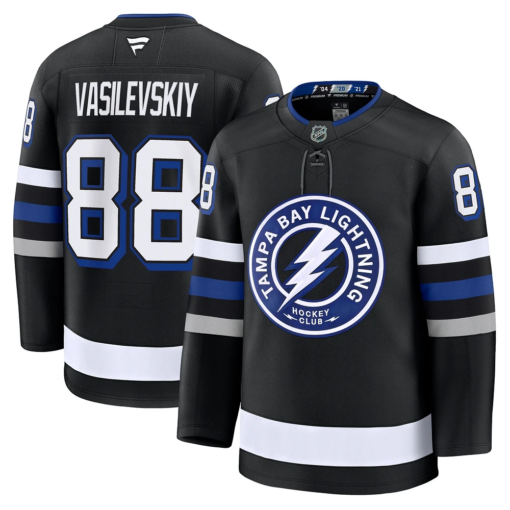 Maillot de remplacement noir premium du Lightning Tampa Bay pour hommes Fanatics Andrei Vasilevskiy