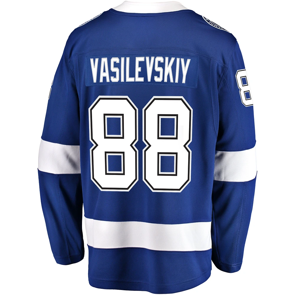 Maillot de joueur échappé à domicile Fanatics Andrei Vasilevskiy du Lightning Tampa Bay, bleu, pour hommes