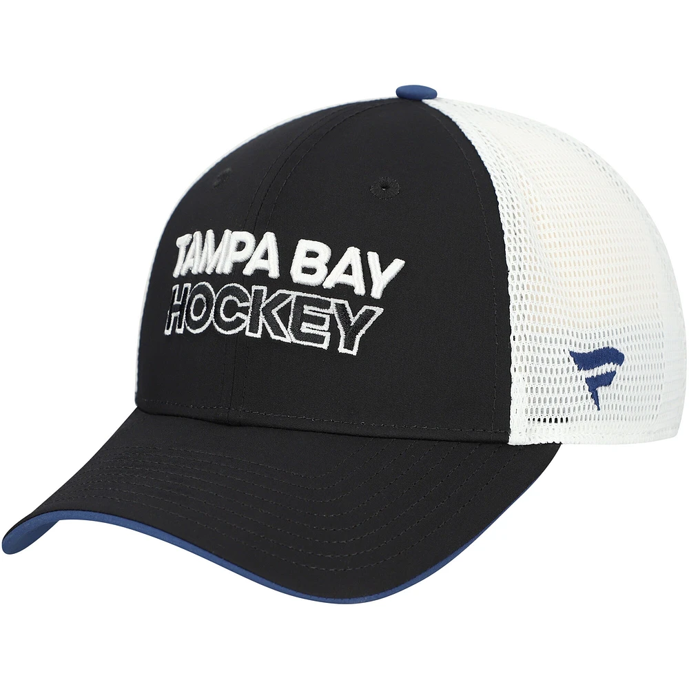 Men's Fanatics Black/White Tampa Bay Lightning Authentic Pro Rink Alternate Trucker Adjustable Hat