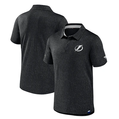 Men's Fanatics  Black Tampa Bay Lightning Authentic Pro Jacquard Polo