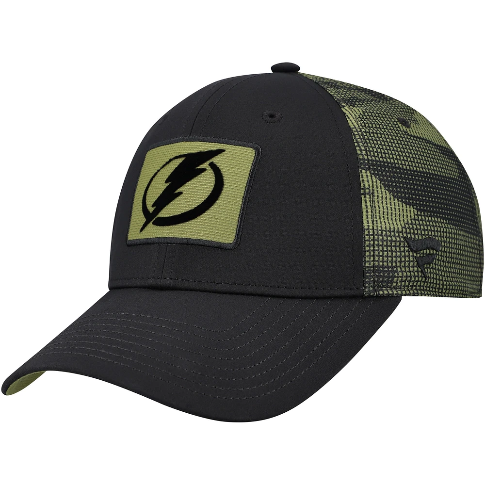 Men's Fanatics  Black Tampa Bay Lightning Authentic Pro Military Appreciation Adjustable Hat