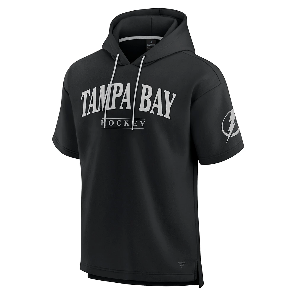 Men's Fanatics  Black Tampa Bay Lightning Elements Ready Short Sleeve Pullover Hoodie