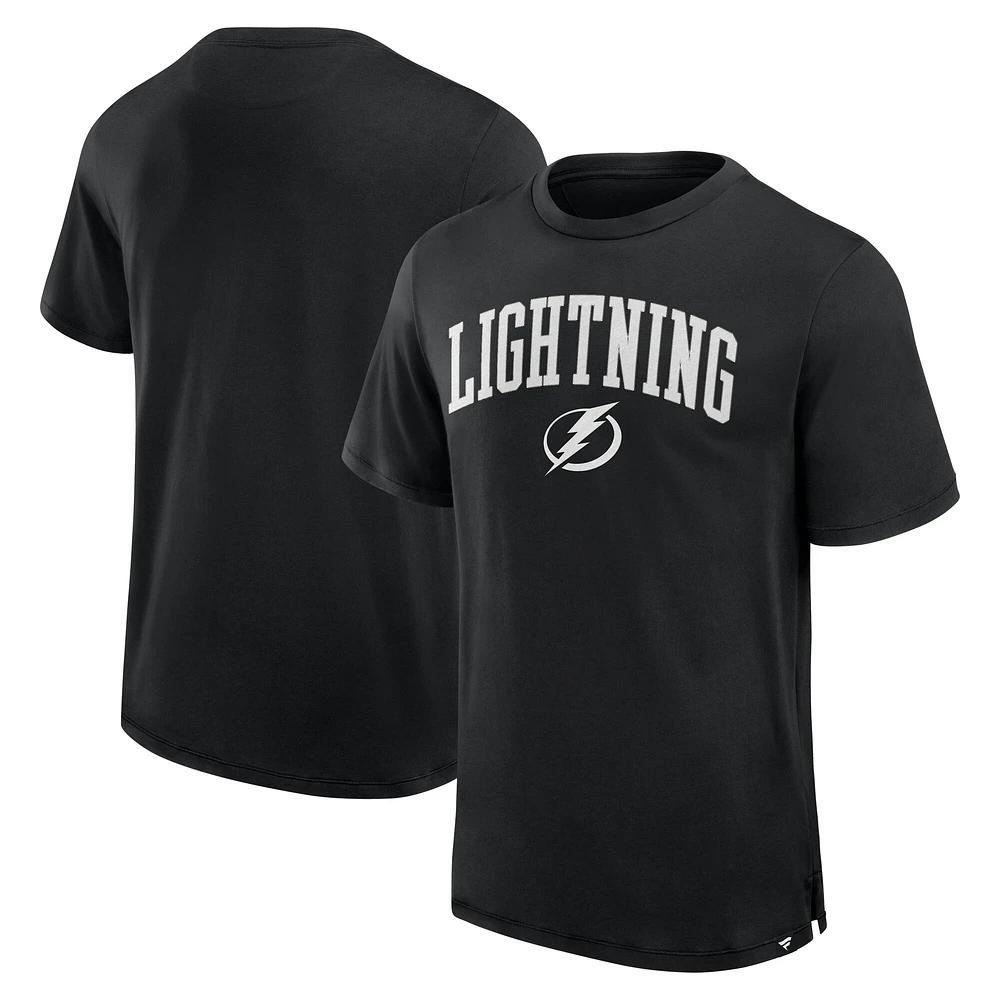 T-shirt Pima surélevé noir pour hommes Fanatics Tampa Bay Lightning