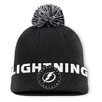 Bonnet en tricot à revers haut avec pompon Fanatics Tampa Bay Lightning noir pour homme