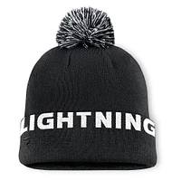Bonnet en tricot à revers haut avec pompon Fanatics Tampa Bay Lightning noir pour homme