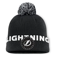 Bonnet en tricot à revers haut avec pompon Fanatics Tampa Bay Lightning noir pour homme