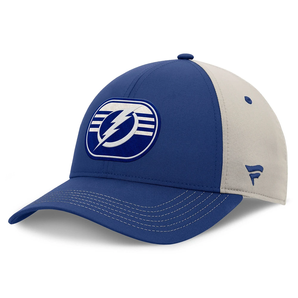 Casquette ajustable Fanatics bleu/gris pour homme du Lightning de Tampa Bay, séries éliminatoires de la Coupe Stanley 2025