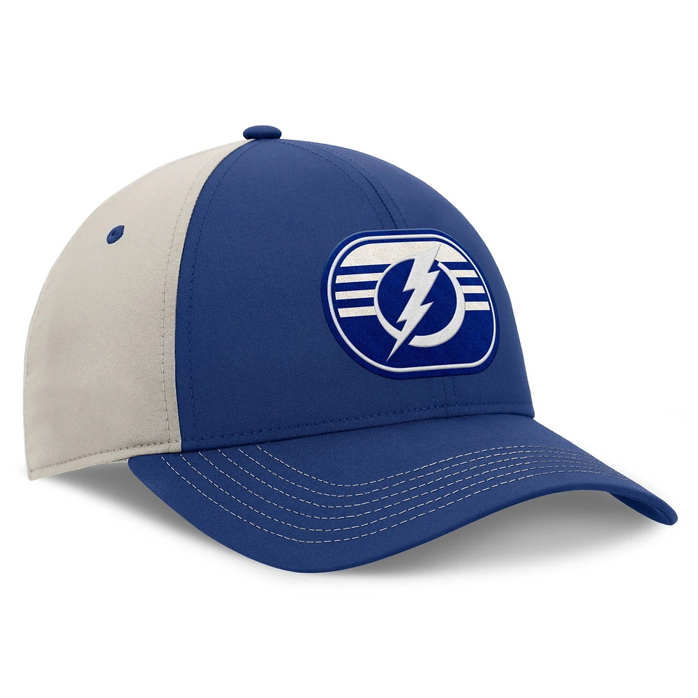 Casquette ajustable Fanatics bleu/gris pour homme du Lightning de Tampa Bay, séries éliminatoires de la Coupe Stanley 2025