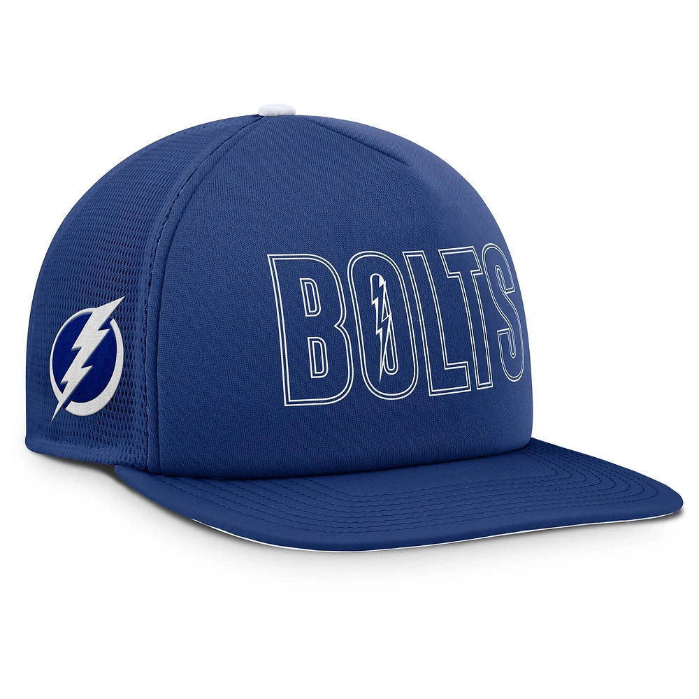 Casquette Snapback en mousse authentique Pro Hometown Rink Tampa Bay Lightning bleu/blanc Fanatics pour homme