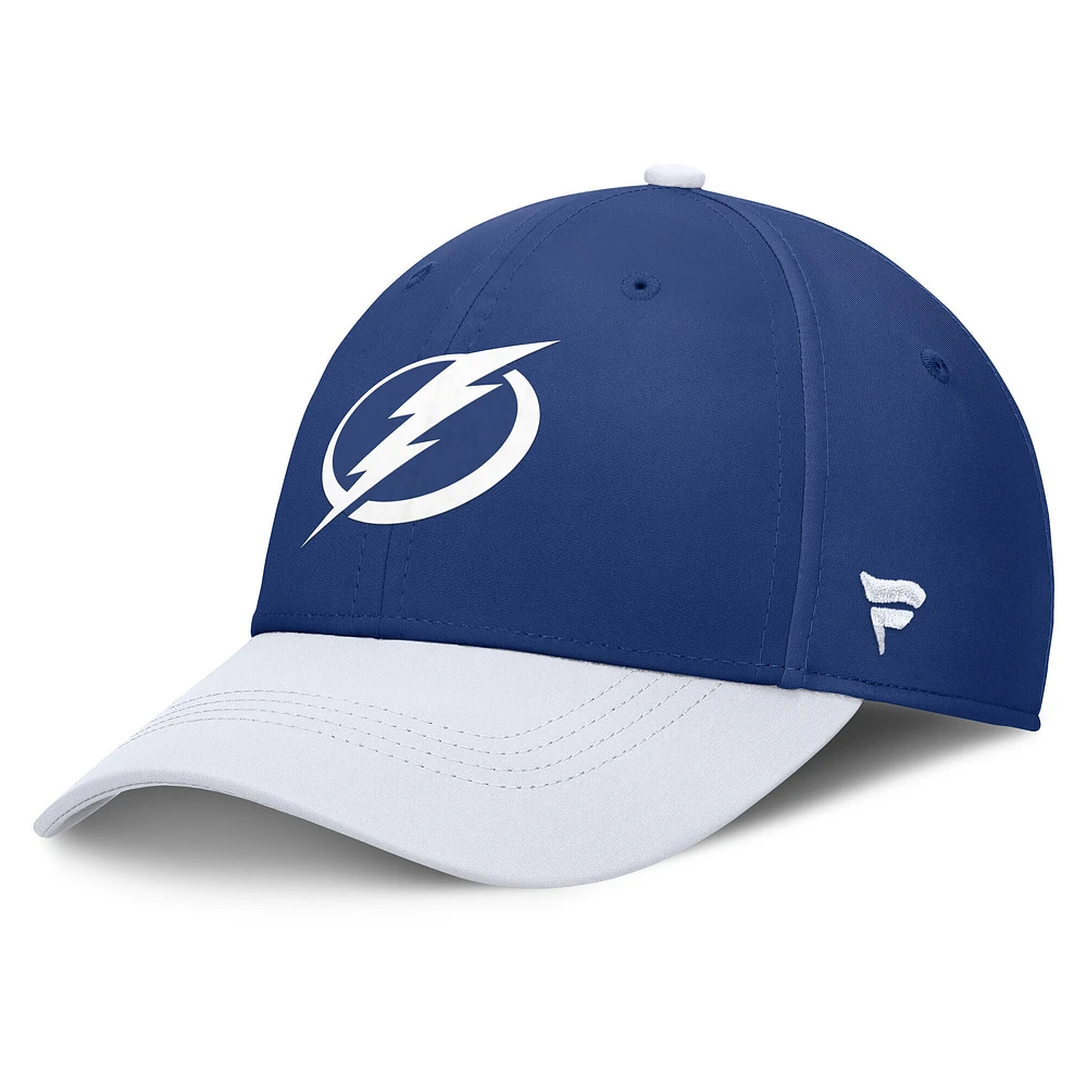 Casquette Fanatics bleu/blanc authentique Pro Rink Flex Tampa Bay Lightning pour homme