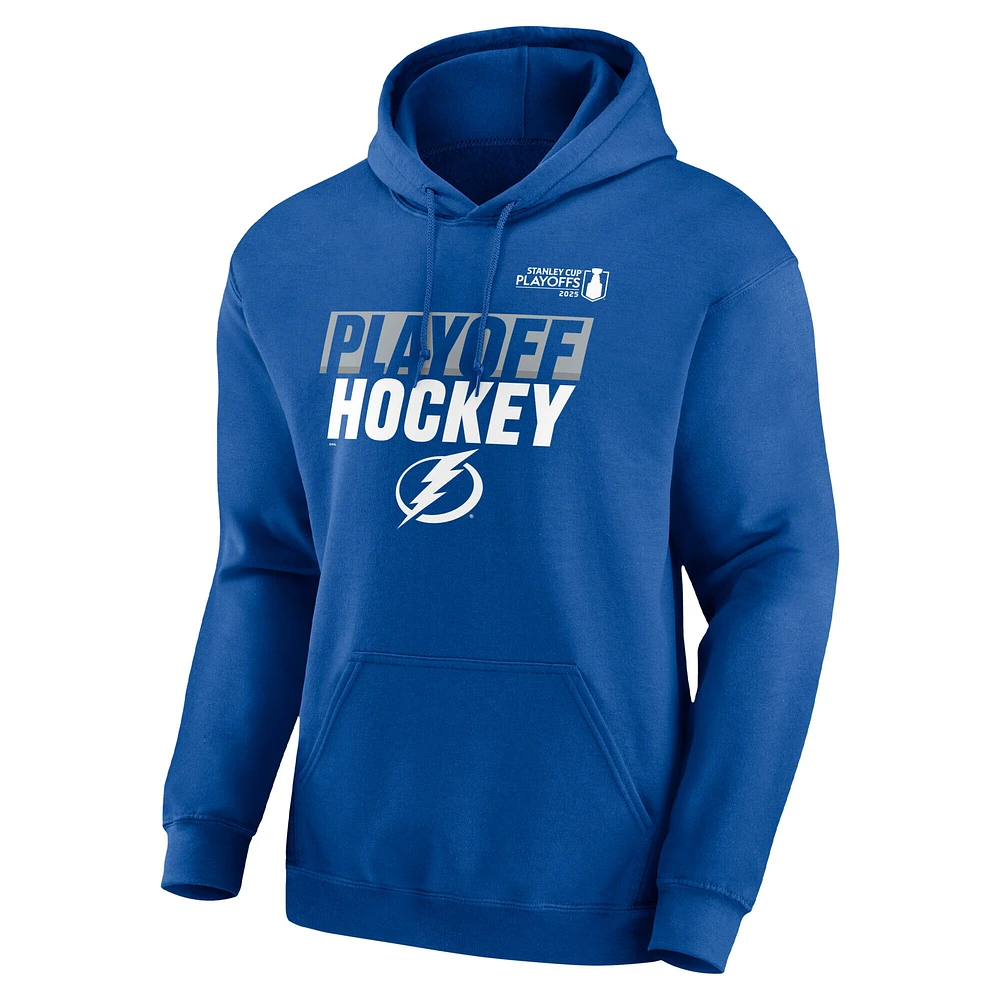 Sweat à capuche en molleton bleu Fanatics pour homme, Lightning de Tampa Bay, séries éliminatoires la Coupe Stanley 2025