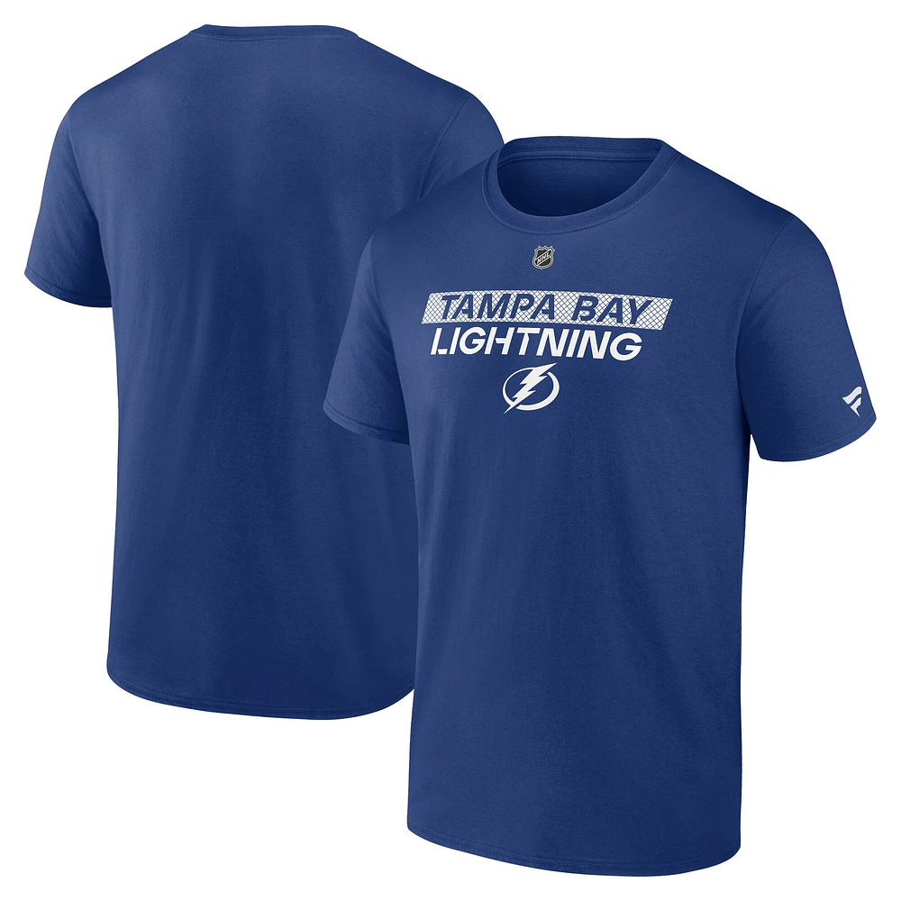 T-shirt bleu authentique Pro Core pour homme Fanatics Tampa Bay Lightning