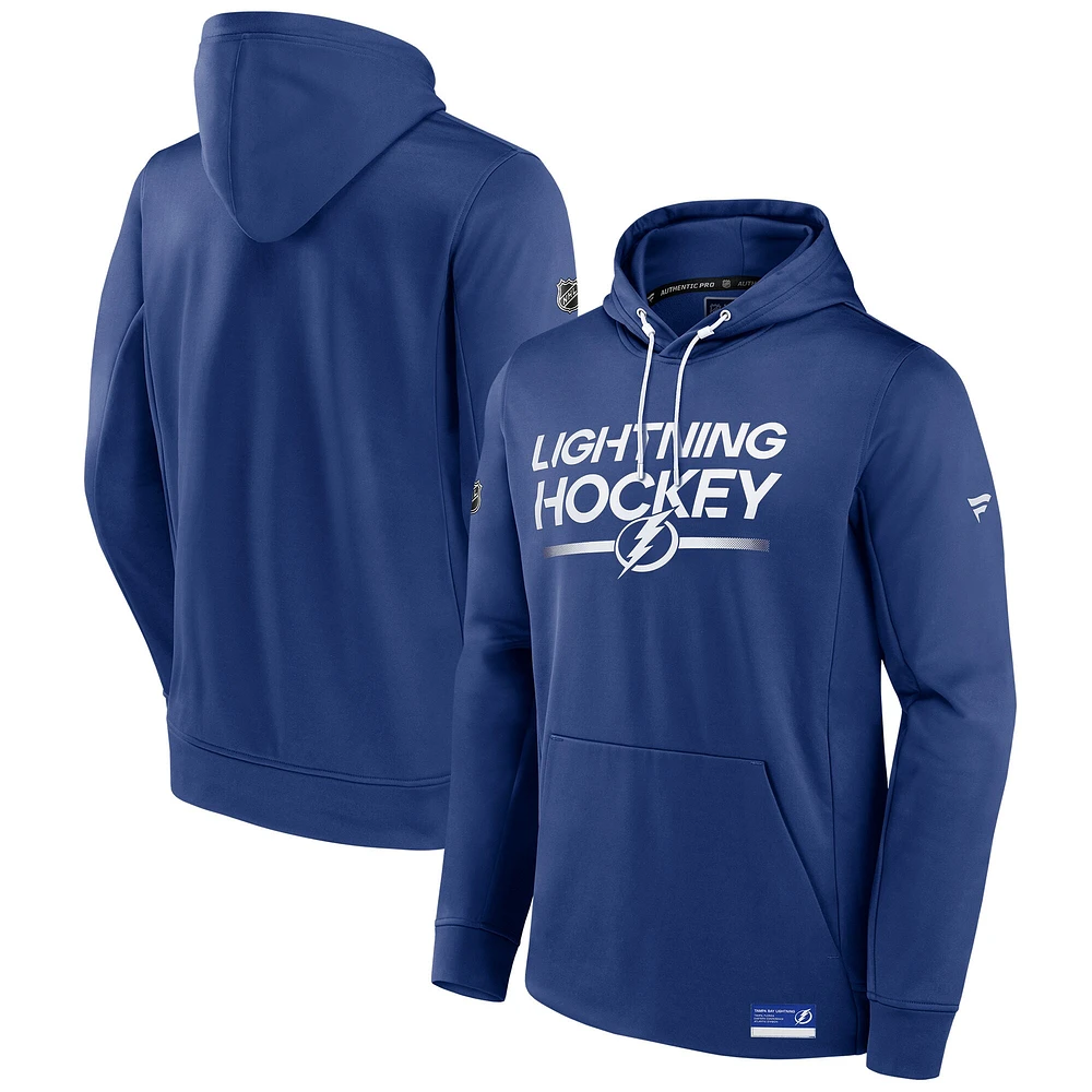 Men's Fanatics Blue Tampa Bay Lightning Authentic Pro Fleece Pullover Hoodie