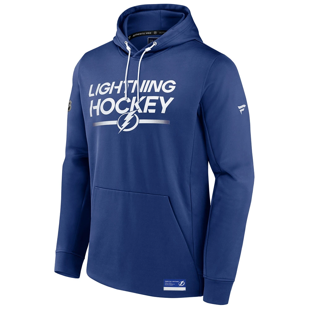 Men's Fanatics Blue Tampa Bay Lightning Authentic Pro Fleece Pullover Hoodie