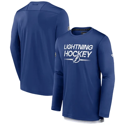 T-shirt bleu à manches longues Fanatics Tampa Bay Lightning Authentic Pro pour hommes