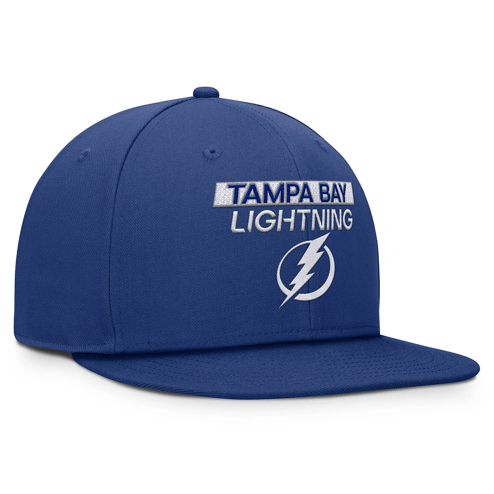 Casquette Snapback authentique Pro Prime bleu Tampa Bay Lightning Fanatics pour homme