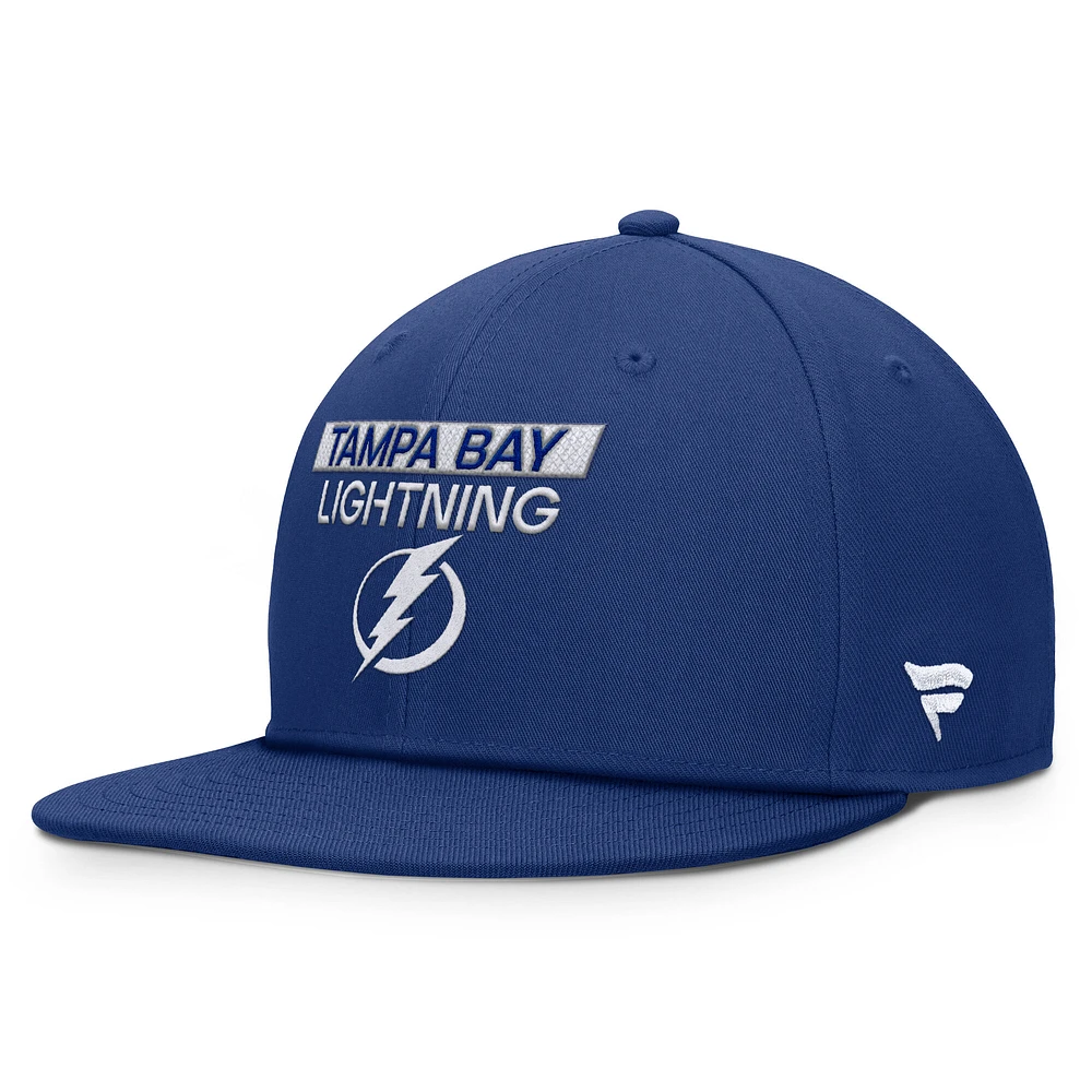 Casquette Snapback authentique Pro Prime bleu Tampa Bay Lightning Fanatics pour homme