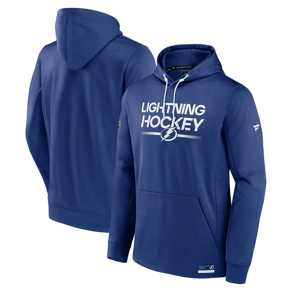 Sweat à capuche authentique Pro pour hommes Fanatics bleu Tampa Bay Lightning