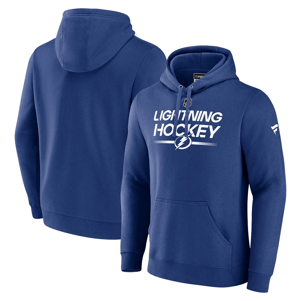 Sweat à capuche authentique Pro pour hommes Fanatics bleu Tampa Bay Lightning