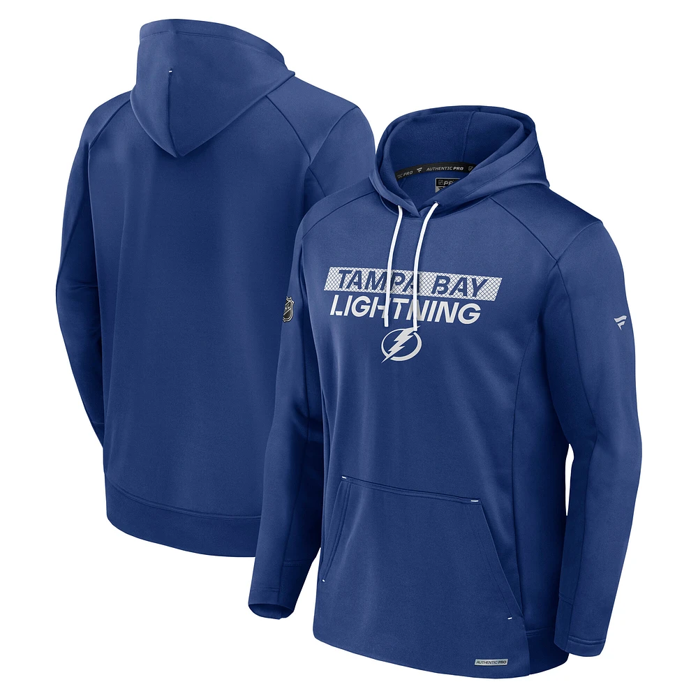 Sweat à capuche en polaire authentique Pro Rink bleu Tampa Bay Lightning Fanatics pour homme