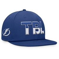 Casquette Snapback authentique Pro Rink Fanatics bleue pour homme Tampa Bay Lightning