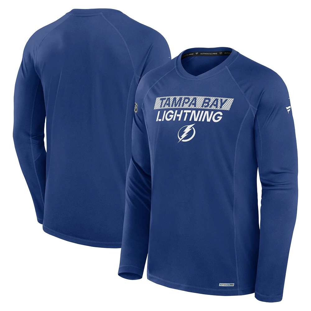 T-shirt à manches longues authentique Pro Rink Tech bleu de Tampa Bay Lightning Fanatics pour homme