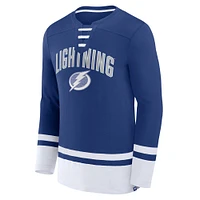 Men's Fanatics Blue Tampa Bay Lightning Back Pass Lace-Up Long Sleeve T-Shirt