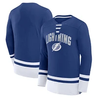 T-shirt à manches longues lacets Fanatics Tampa Bay Lightning Back Pass pour hommes, bleu