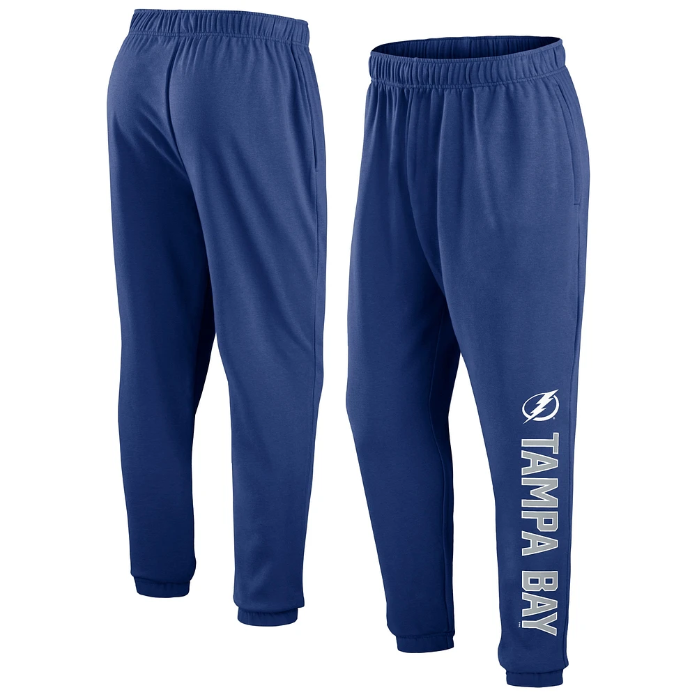 Pantalon de survêtement en polaire Fanatics bleu Tampa Bay Lightning Chop Block pour hommes